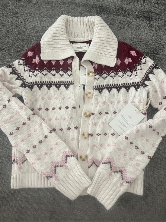 Abercrombie & Fitch Sweaters - Abercrombie Fair Isle Button-Up Cardigan in Cream, Burgundy & Pink